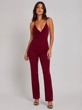 NBD Burgundy Jumpsuit — Size Medium